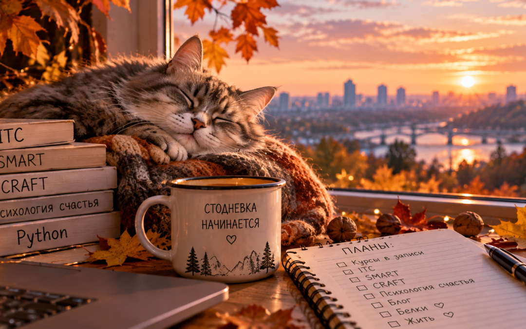 Уютные планы у окна с котом